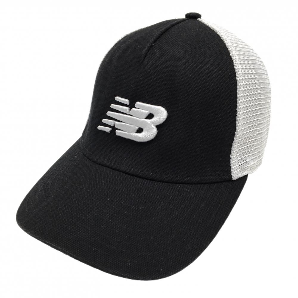 ニューバランス メッシュキャップ 黒×白 立体ロゴ刺しゅう    ゴルフウェア New Balance