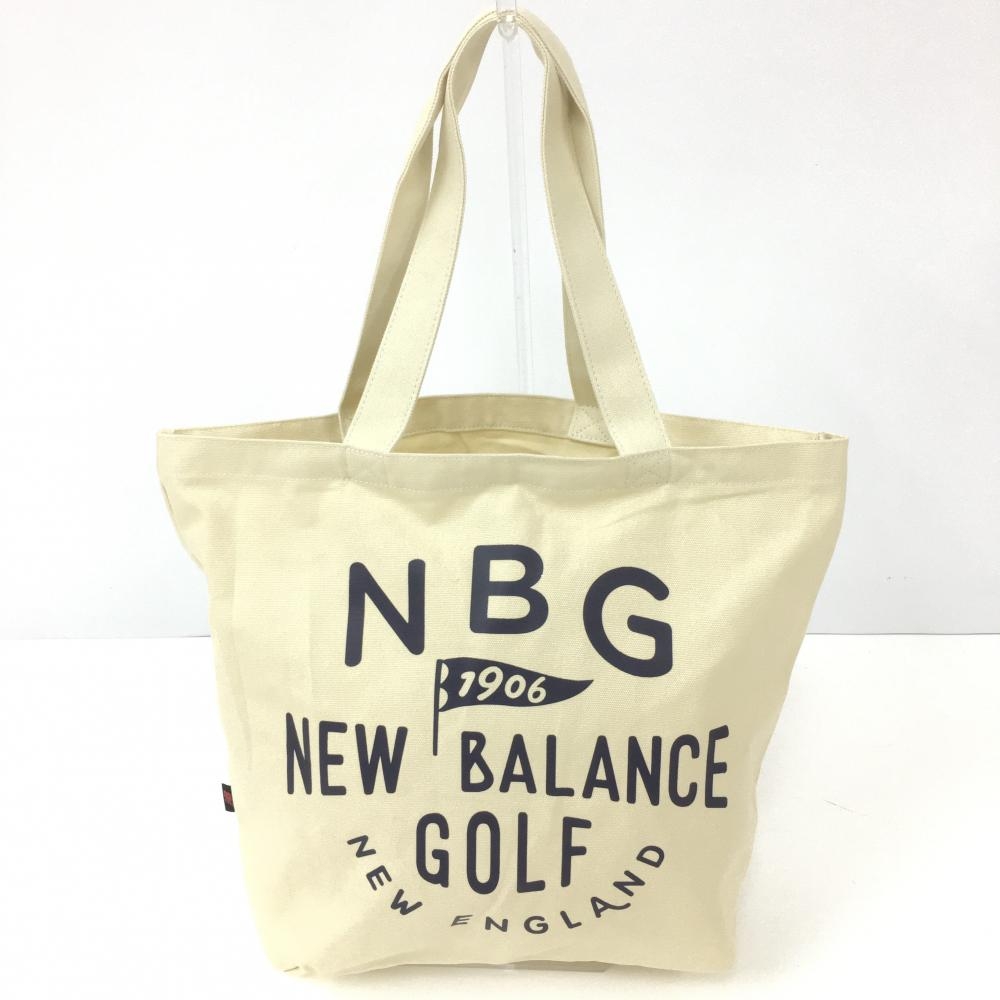 【新品】New Balance ニューバランス トートバッグ 白×ネイビー キャンパス地 非売品 ロゴプリント ゴルフ