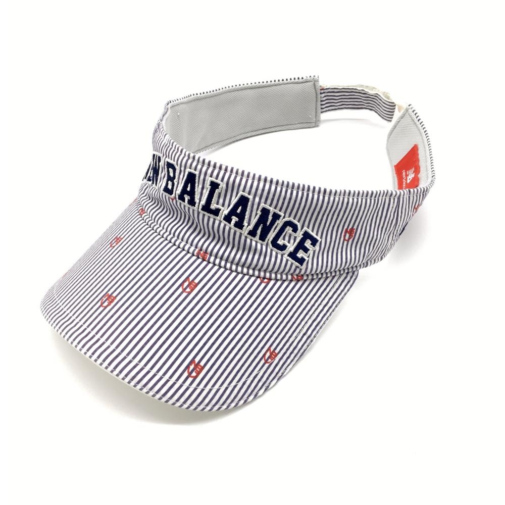 New Balance ニューバランス サンバイザー 白×ネイビー ストライプ×総柄  FR ゴルフウェア