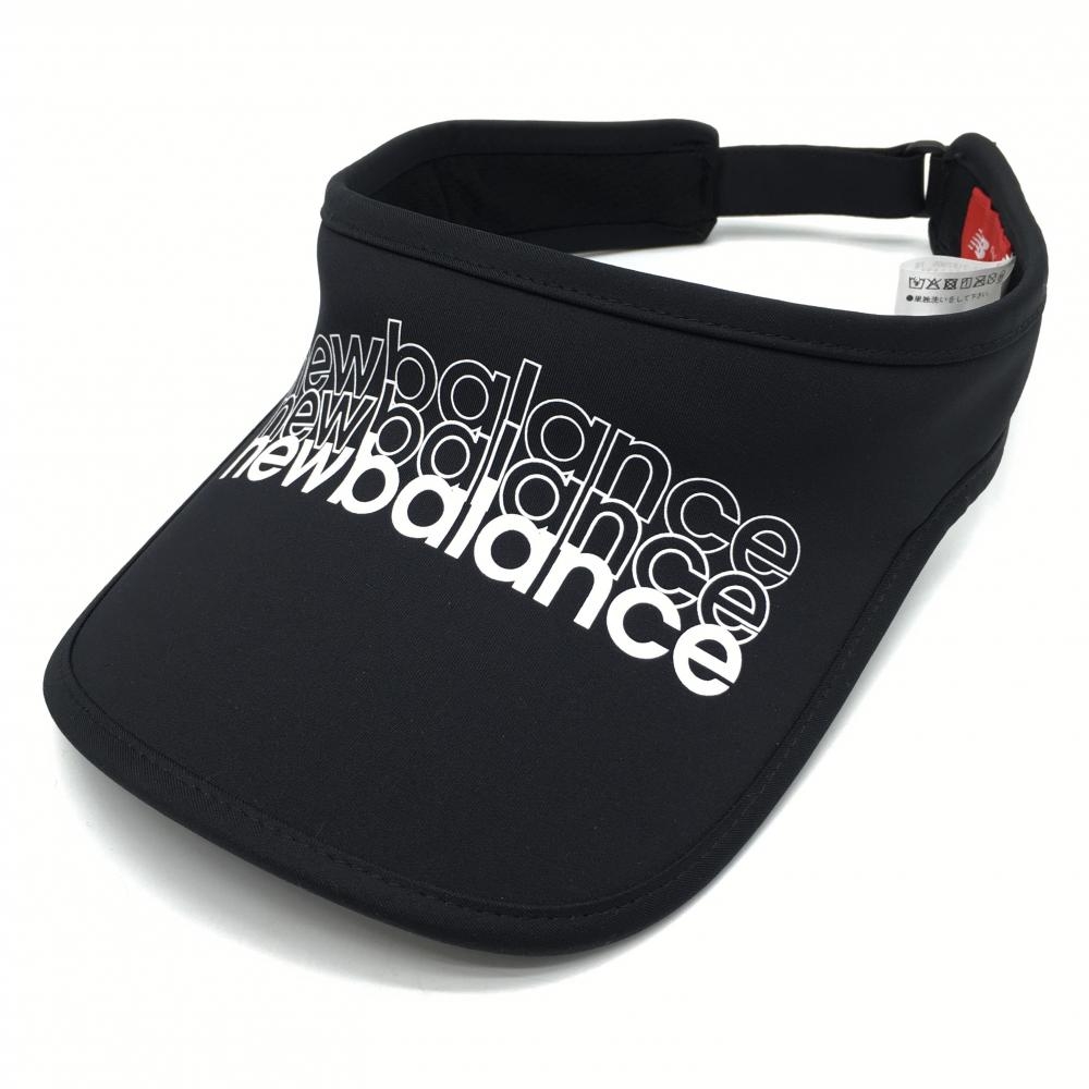 【超美品】ニューバランスゴルフ サンバイザー 黒×白 ロゴプリント FR   ゴルフウェア New Balance