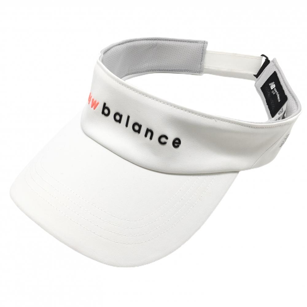 【美品】ニューバランスゴルフ サンバイザー 白 ロゴ蛍光オレンジ FR   ゴルフウェア New Balance