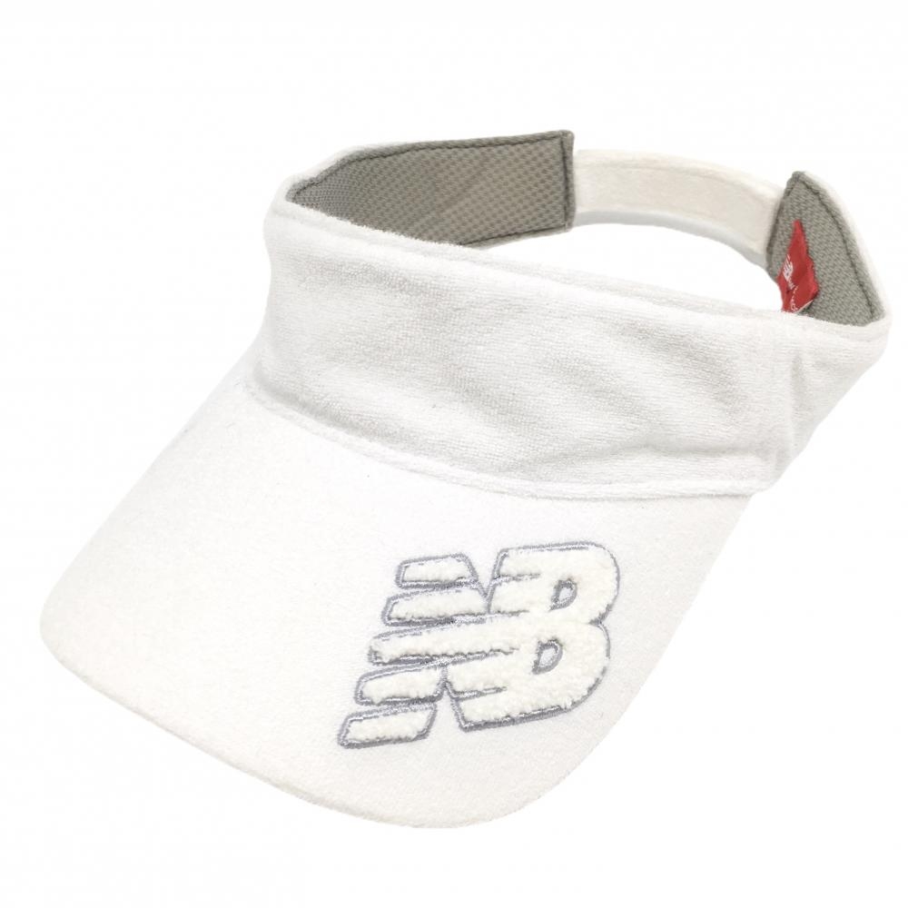 【美品】ニューバランスゴルフ サンバイザー 白 パイル地 FR   ゴルフウェア New Balance