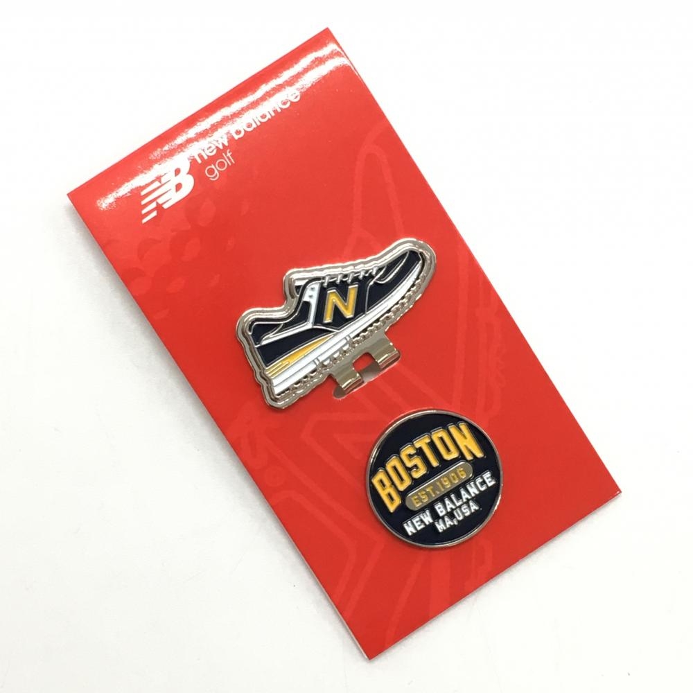 【新品】ニューバランスゴルフ マグネット式クリップマーカー ネイビー×イエロー ロゴ ゴルフ New Balance