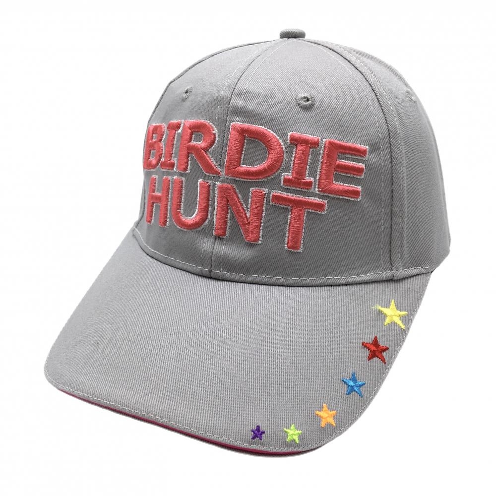 【未使用品】バーディーハント キャップ グレー×ピンク 立体ロゴ刺しゅう つば星   ゴルフウェア Birdie hunt