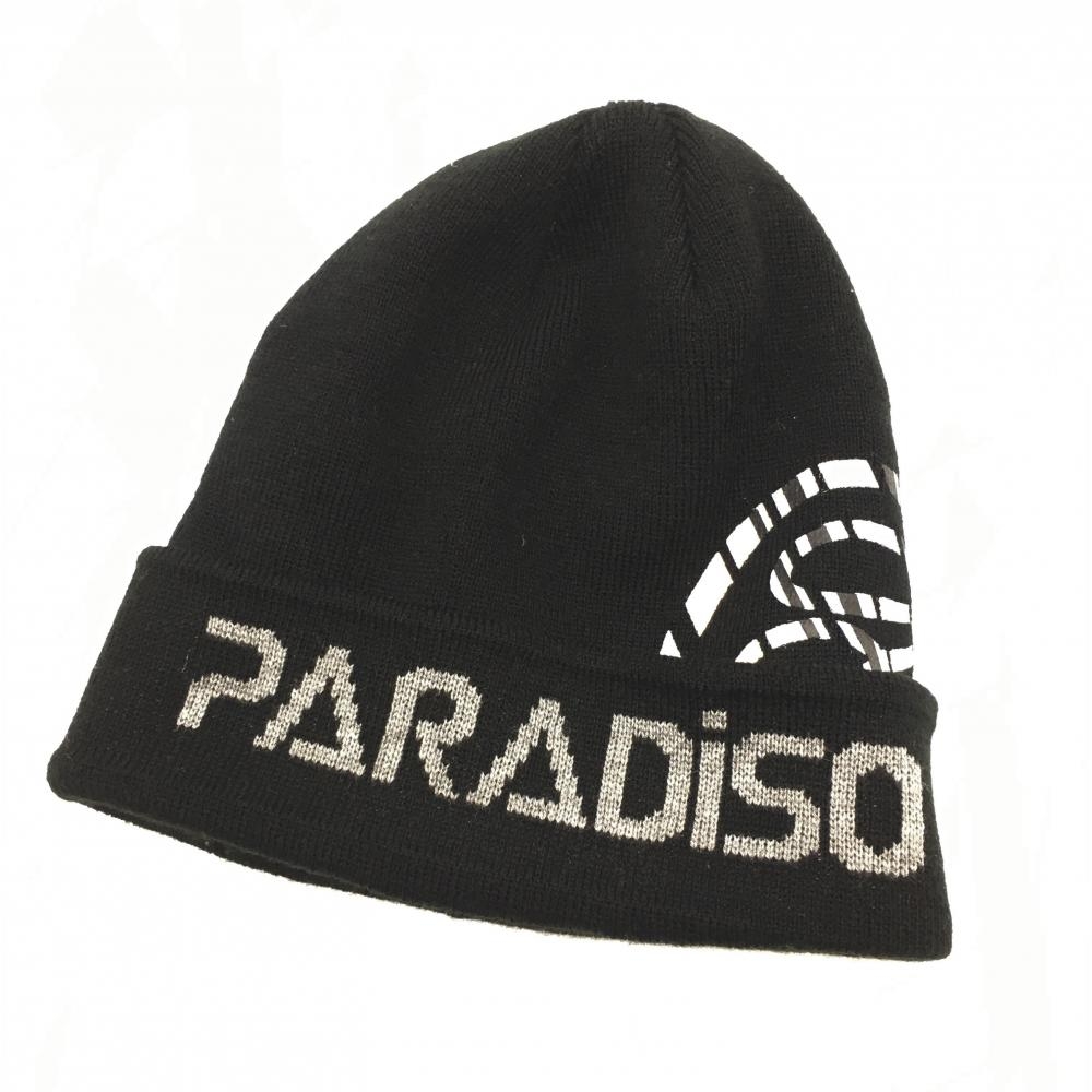 【超美品】パラディーゾ ニット帽 黒×グレー  フリーサイズ(約56-59cm) ゴルフウェア Paradiso