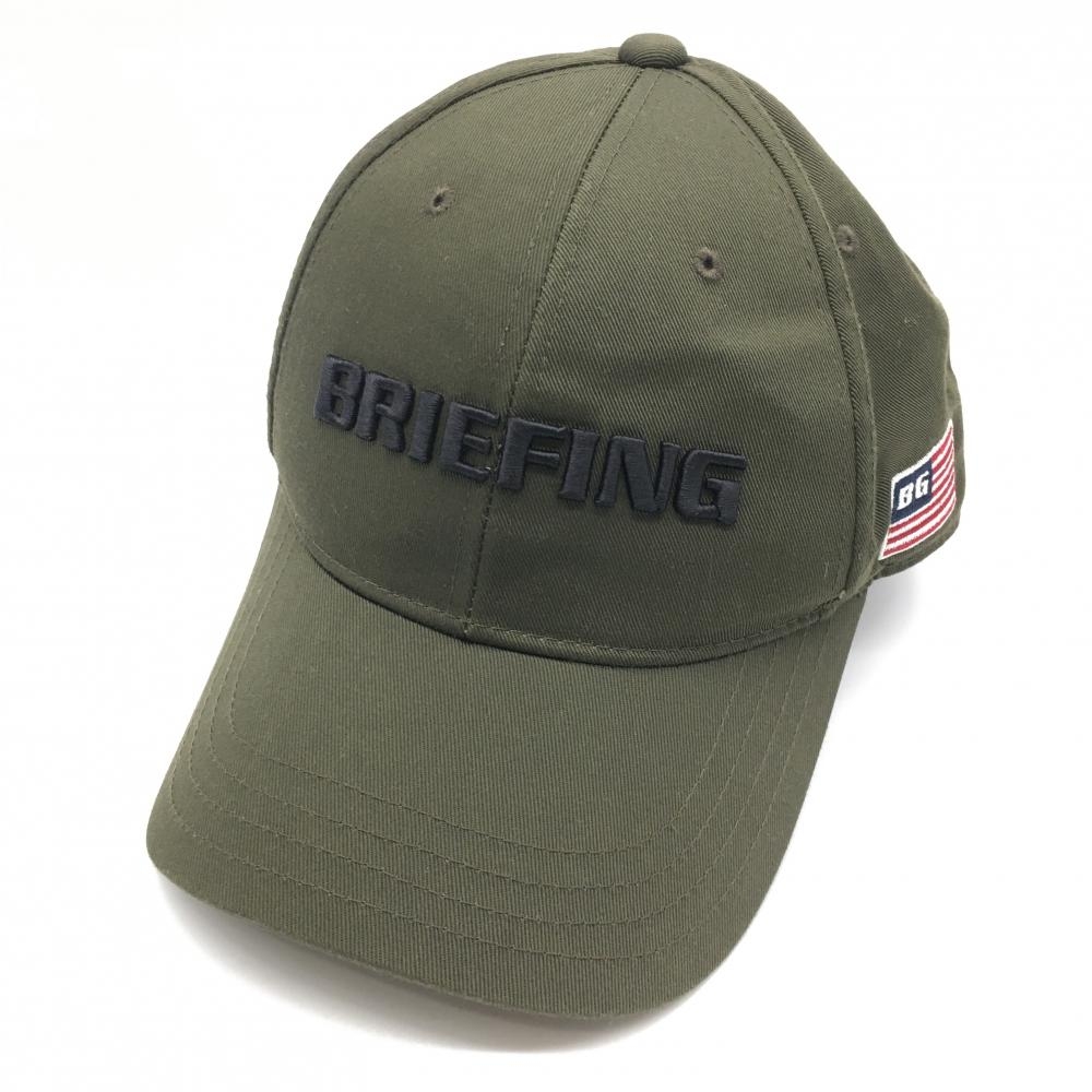 【超美品】ブリーフィング キャップ カーキ 国旗ワッペン FREE ゴルフウェア BRIEFING