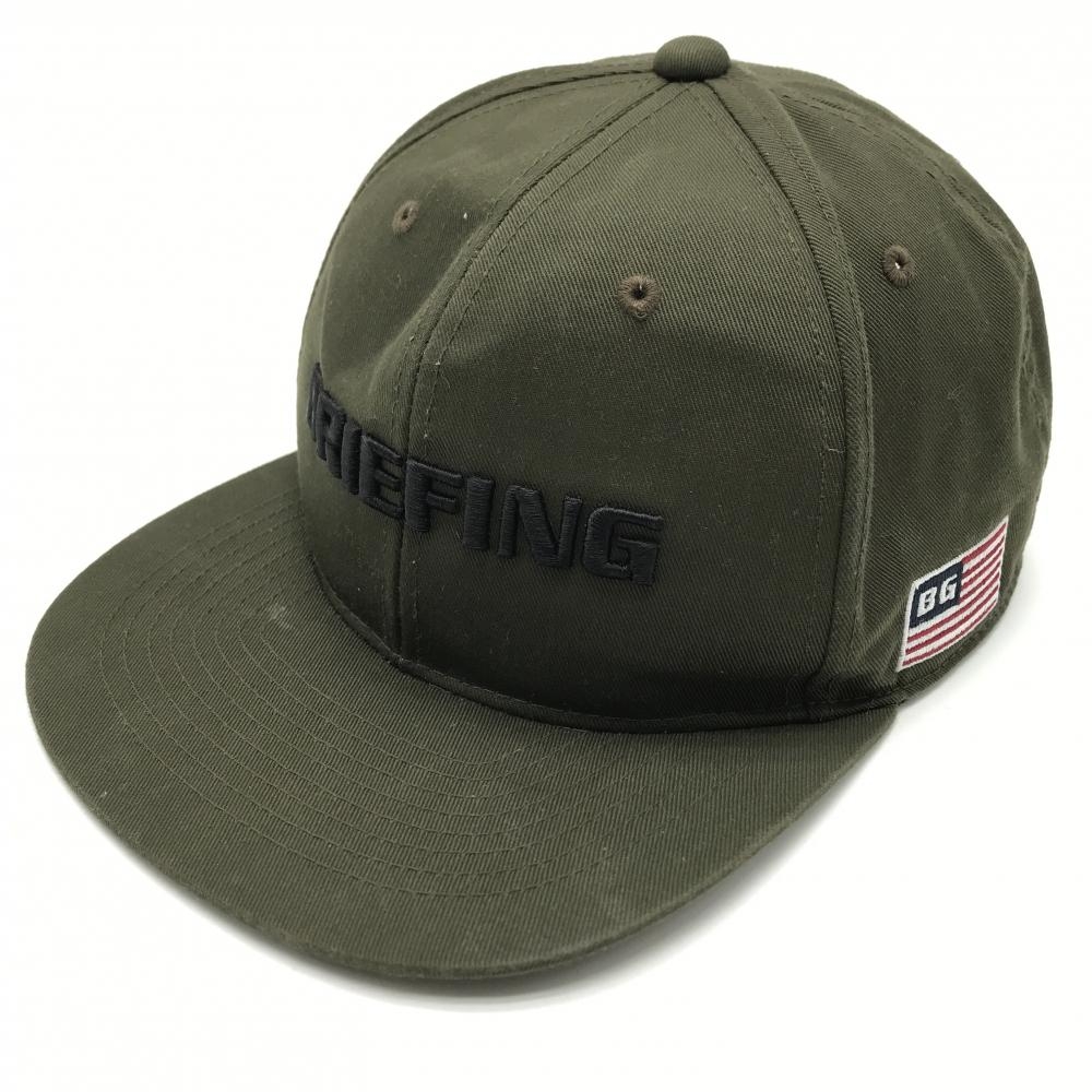 ブリーフィング フラットキャップ カーキ×黒 立体ロゴ FREE   ゴルフウェア BRIEFING