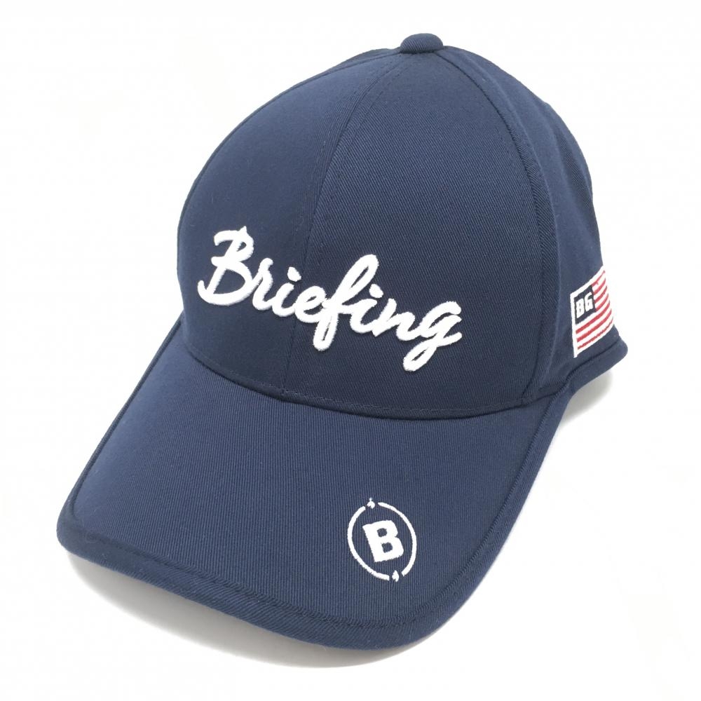 【超美品】ブリーフィング キャップ ネイビー×白 立体ロゴ FREE   ゴルフウェア 2024年モデル BRIEFING