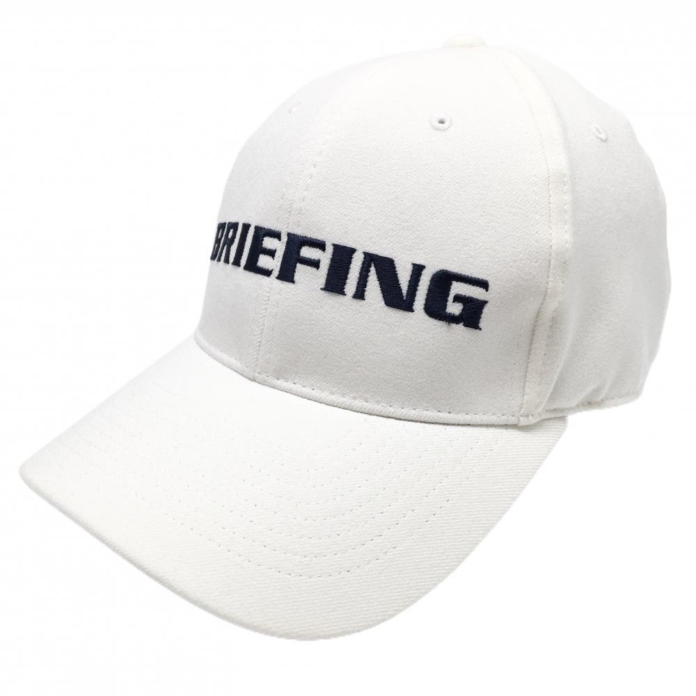 【美品】ブリーフィング キャップ 白×ネイビー ロゴ刺しゅう FREE   ゴルフウェア BRIEFING