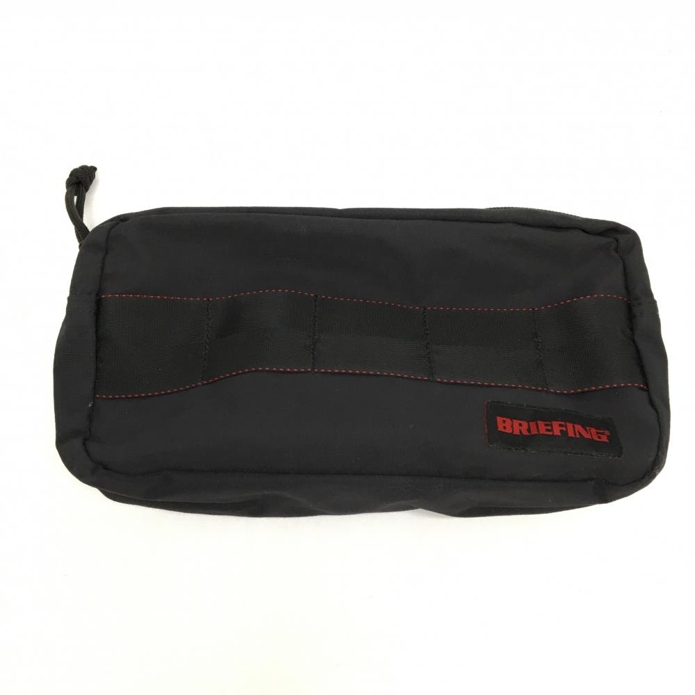 【美品】ブリーフィング ポーチ 黒×レッド 内外ポケット 小物入れゴルフ BRIEFING