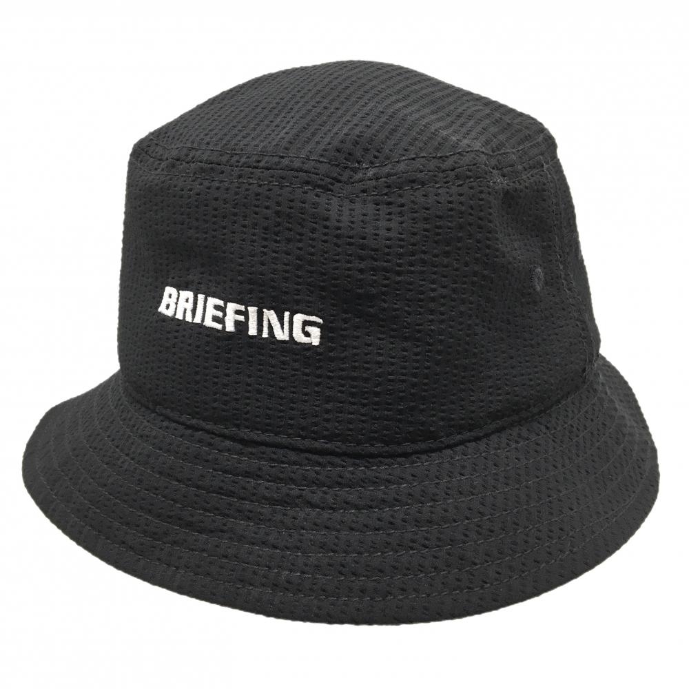 【美品】ブリーフィング バケットハット 黒×白 サッカー生地 裏地メッシュ L   ゴルフウェア BRIEFING
