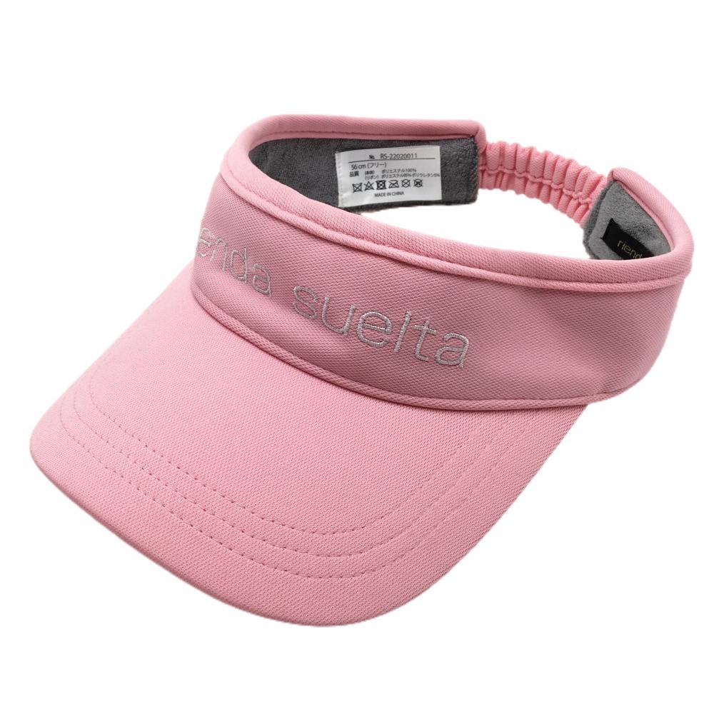【美品】リエンダスエルタ サンバイザー ピンク ロゴ刺しゅう 56cm（フリー）   ゴルフウェア rienda suelta