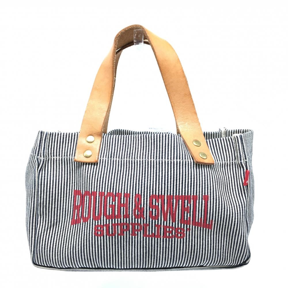 ラフアンドスウェル カートバッグ 黒×白 ストライプ ロゴプリント ゴルフ rough＆swell