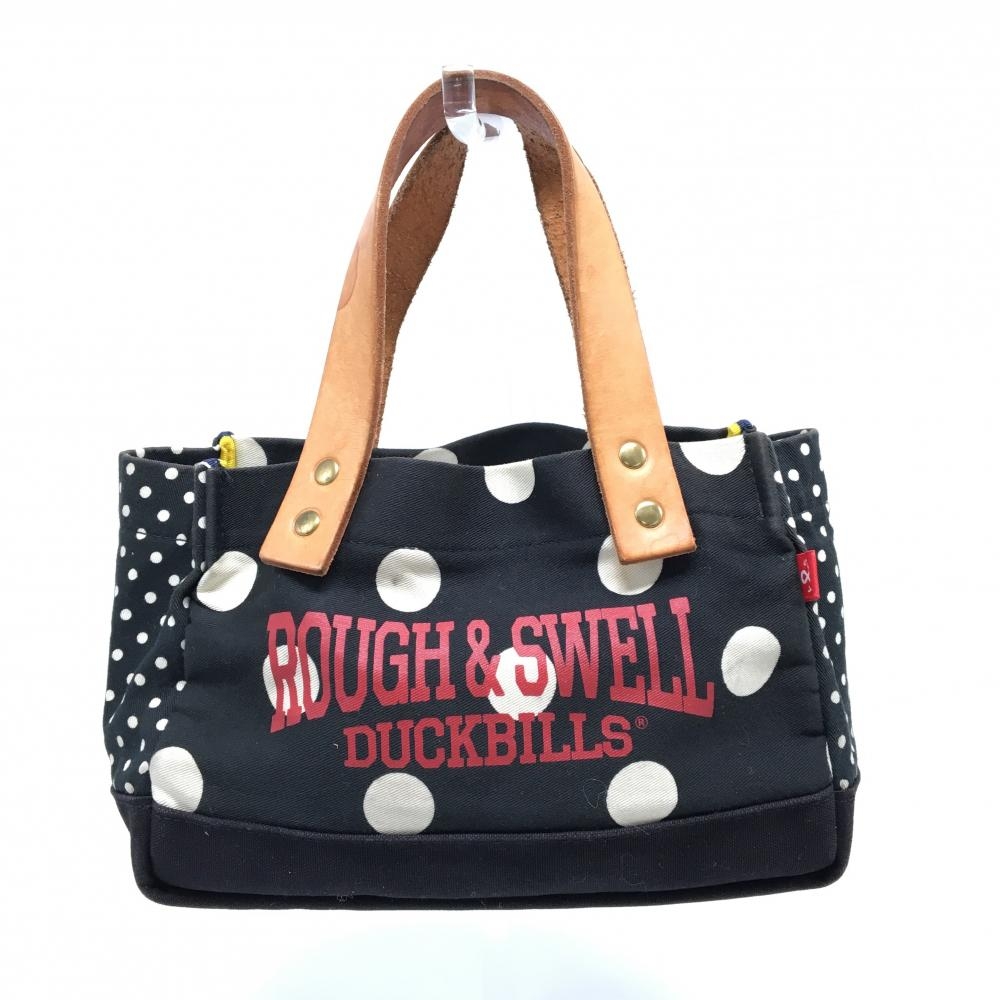 ラフアンドスウェル カートバッグ 黒×白 ドット ロゴプリント ゴルフ rough＆swell