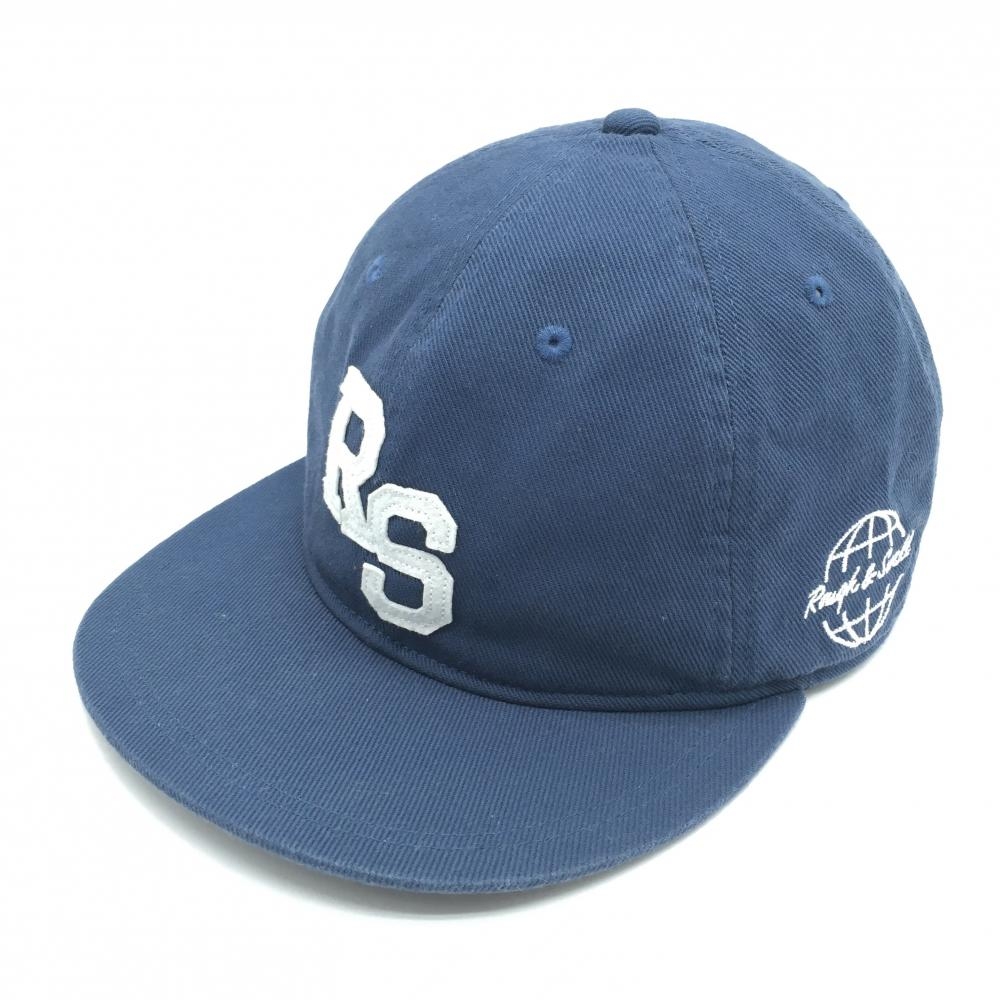 ラフアンドスウェル フラットキャップ ネイビー×白 つば裏刺しゅう   ゴルフウェア rough＆swell