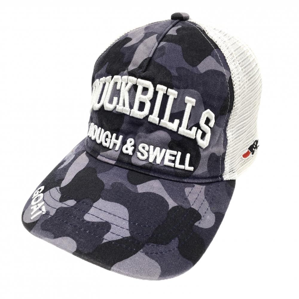 ラフアンドスウェル メッシュキャップ グレー×白 カモフラ柄 立体ロゴ刺しゅう   ゴルフウェア rough＆swell