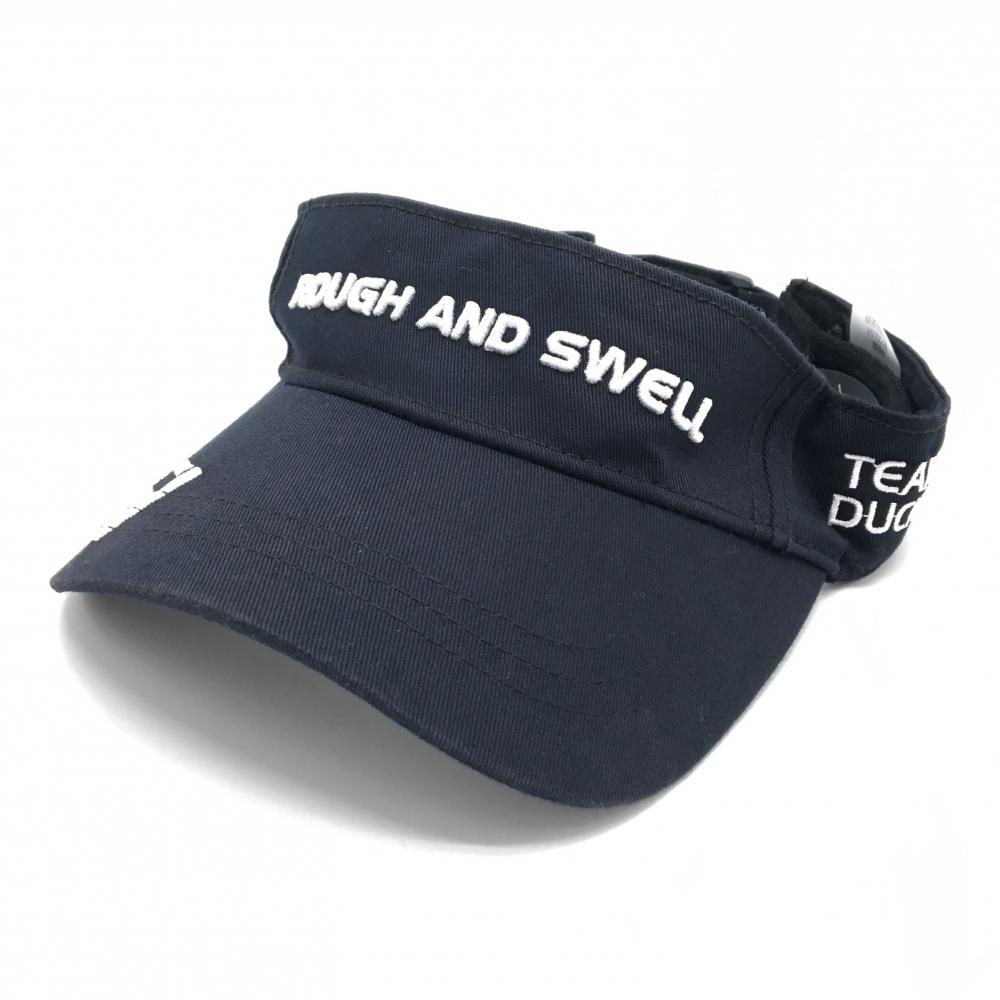 【美品】ラフアンドスウェル サンバイザー 黒×白 ロゴ刺しゅう    ゴルフウェア rough＆swell