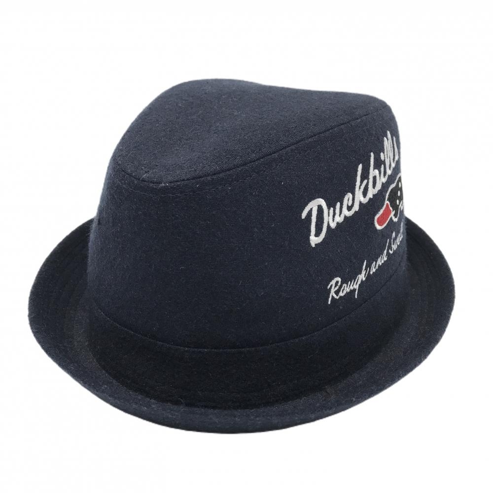【超美品】ラフアンドスウェル ハット ネイビー ウール混 ロゴ刺しゅう M   ゴルフウェア rough＆swell