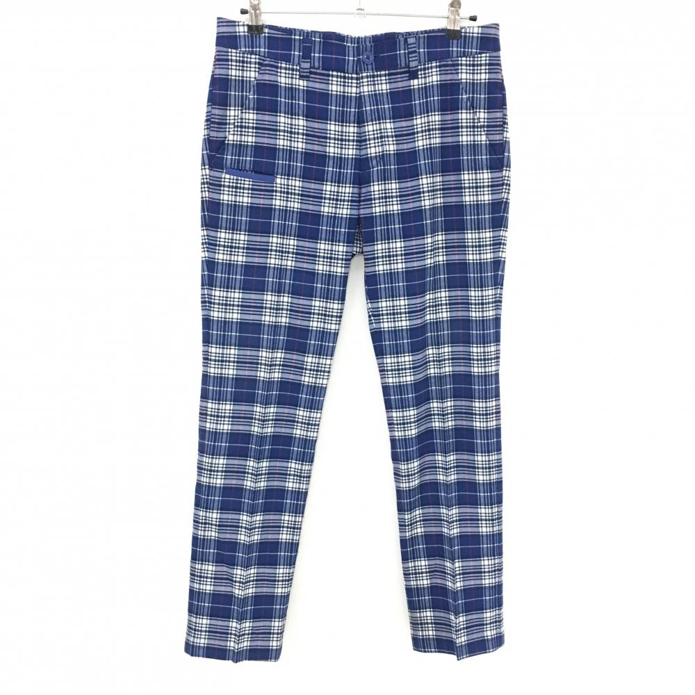 23区ゴルフ パンツ ブルー×白 チェック柄 微起毛  メンズ 82 ゴルフウェア 23区