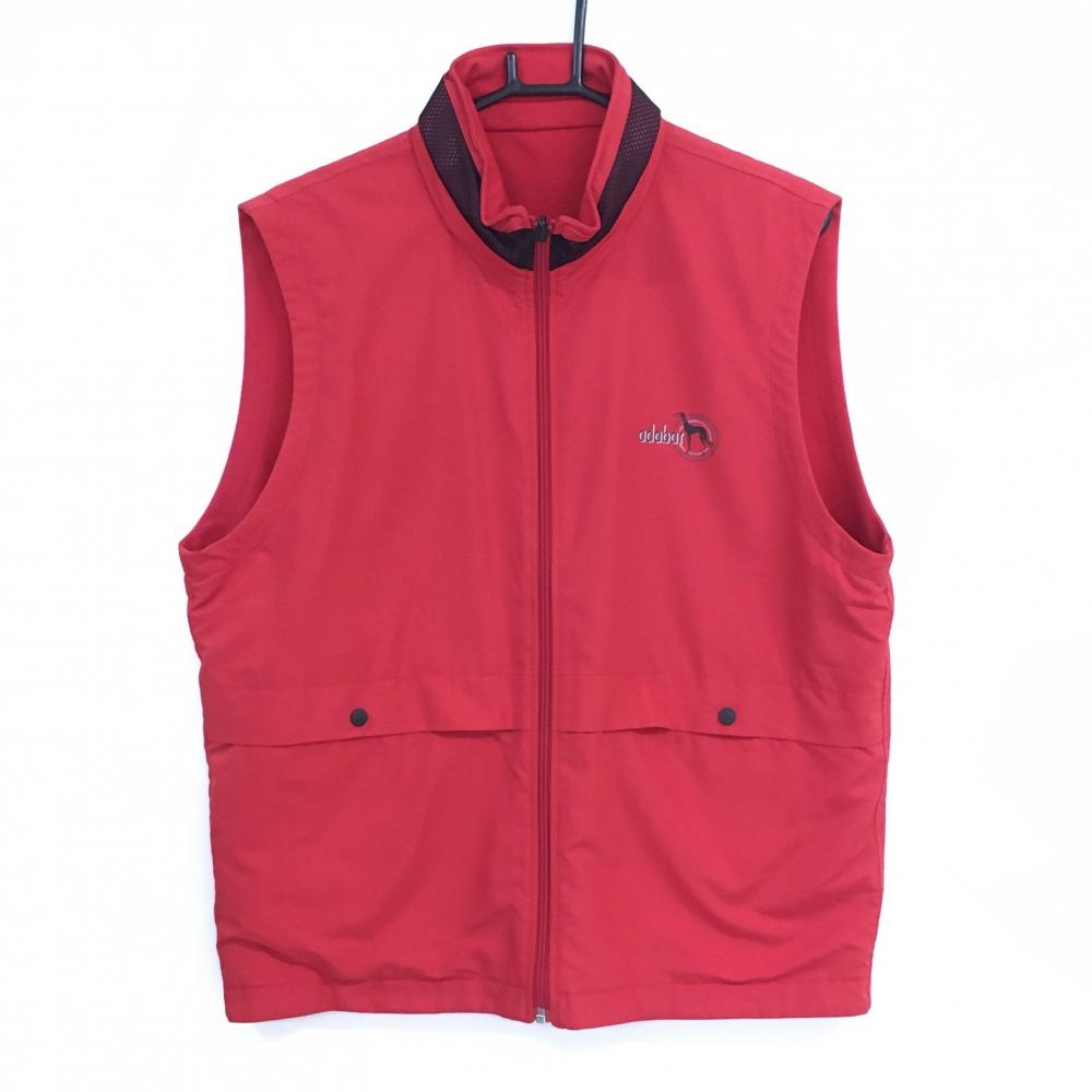 【美品】アダバット リバーシブルベスト レッド×黒 ロゴプリント  メンズ IV(L) ゴルフウェア adabat