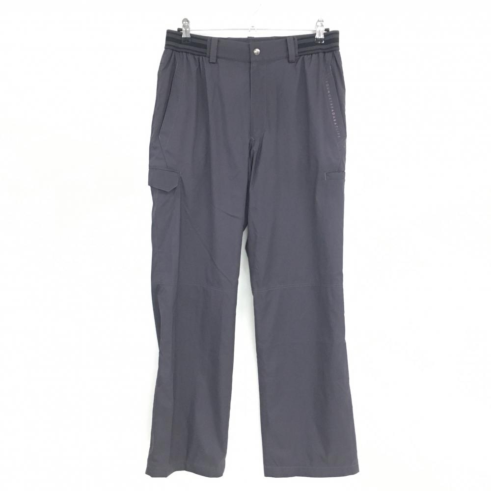 【美品】アダバット パンツ ダークグレー×黒 バックロゴ ウエストゴム 蓄熱裏地 メンズ 48(L) ゴルフウェア adabat