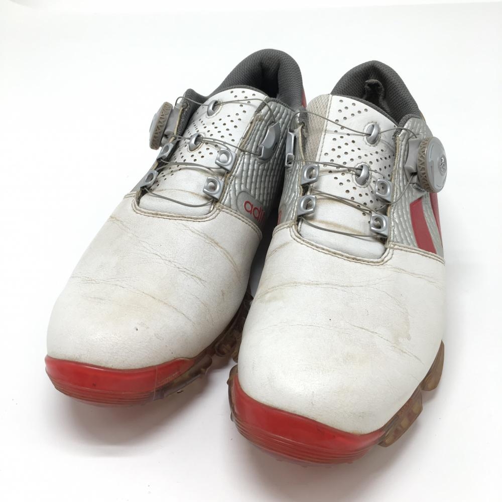 アディダス ゴルフシューズ　白×レッド 791003 ボア BOA  メンズ 25.0 ゴルフウェア adidas