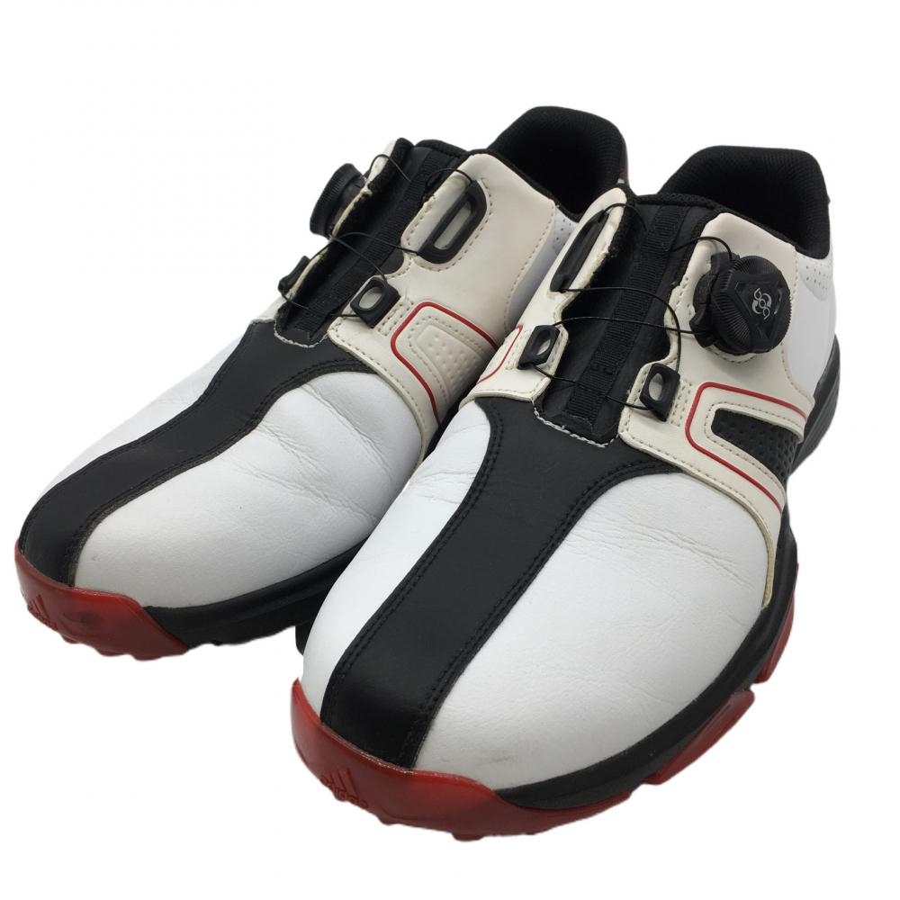 【美品】アディダス ゴルフシューズ 白×黒 Q44729 360トラクション ボア メンズ 26.5 ゴルフウェア adidas