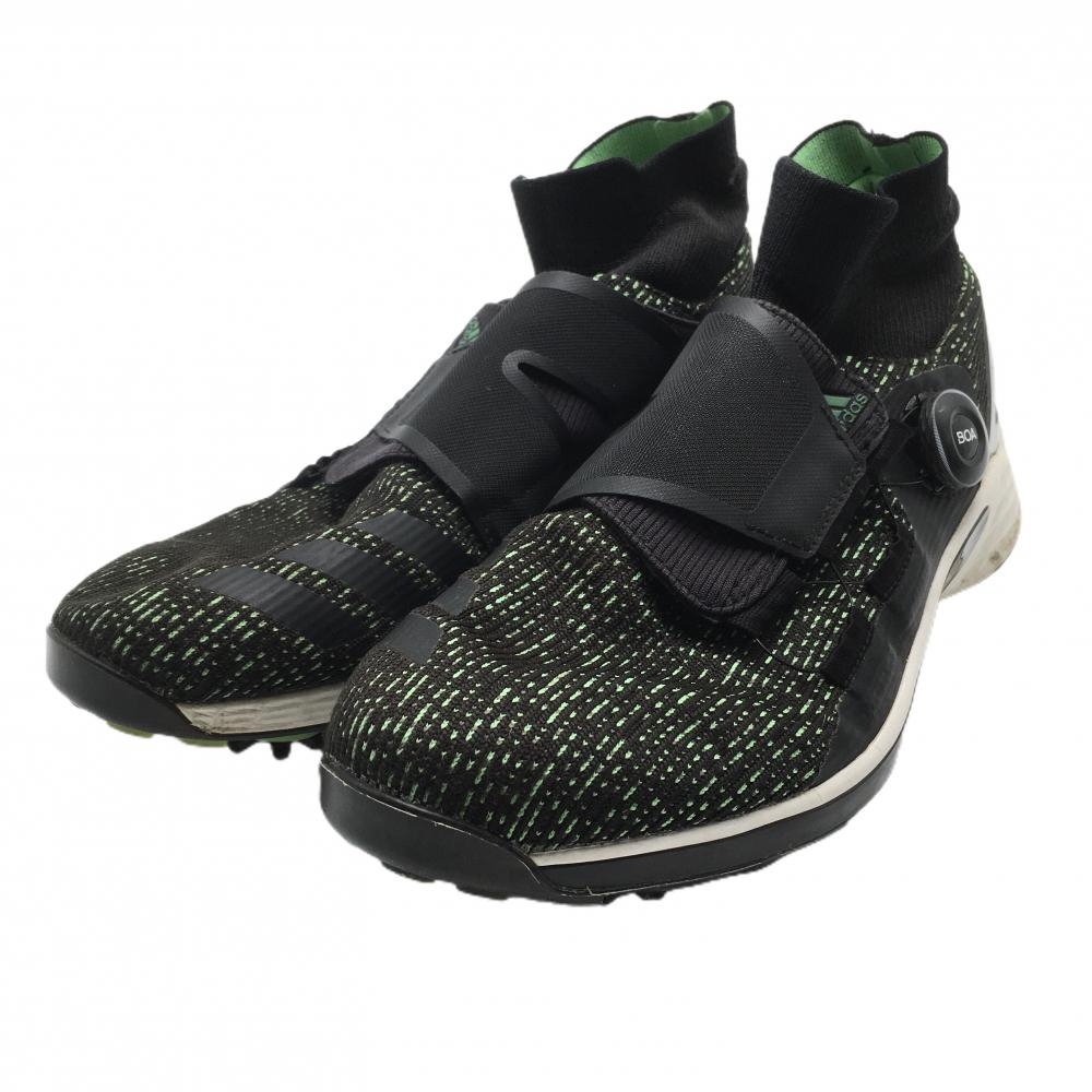 【美品】アディダス ゴルフシューズ 黒×グリーン ZG21 モーション ボア H68592 ダイヤル式  メンズ 27.0 ゴルフウェア adidas