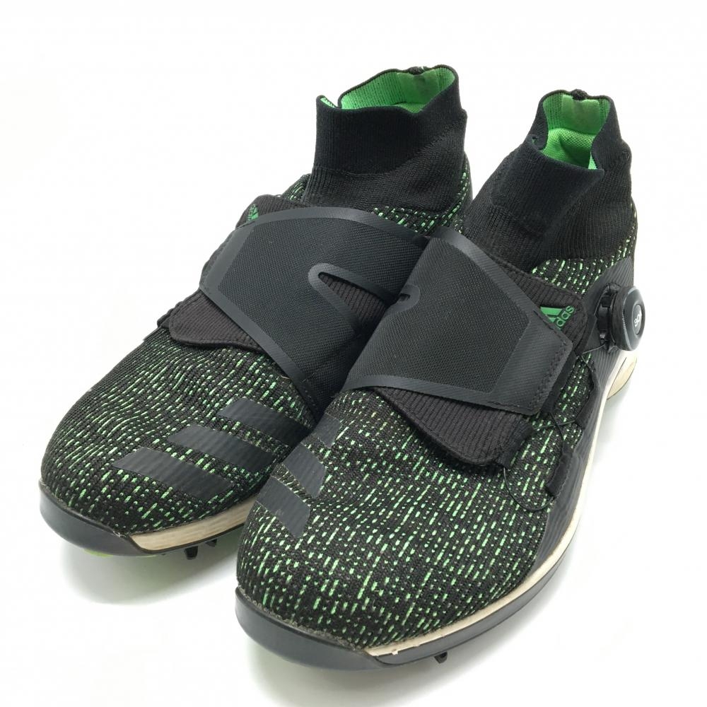 【美品】アディダス ゴルフシューズ 黒×グリーン H68592 ZG21 モーションBOA ダイヤル式  メンズ 26.0 ゴルフウェア adidas