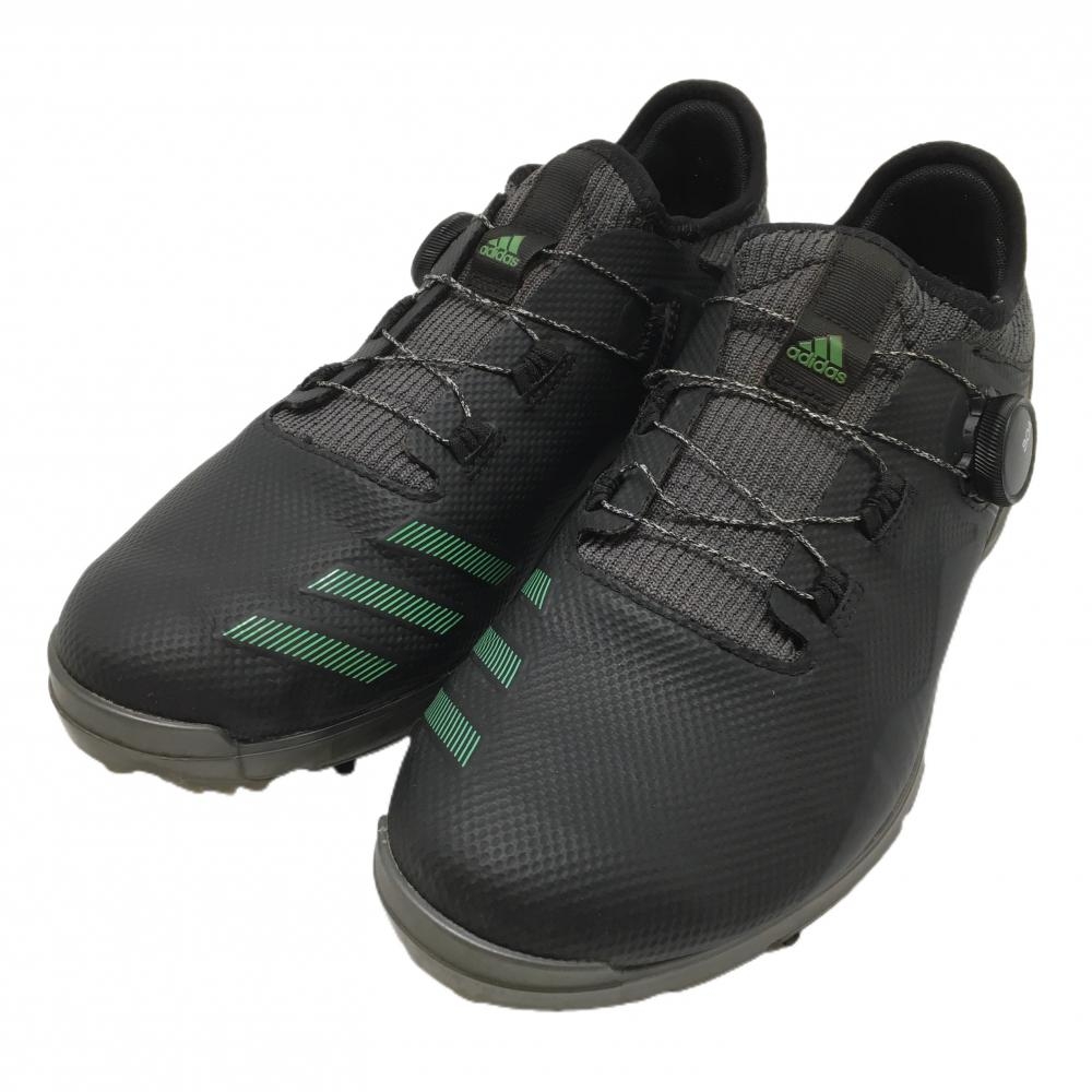 アディダス ゴルフシューズ 黒×グリーン FZ1034 アルファフレックス21 ダイヤル式 BOA メンズ 24.5 ゴルフウェア adidas