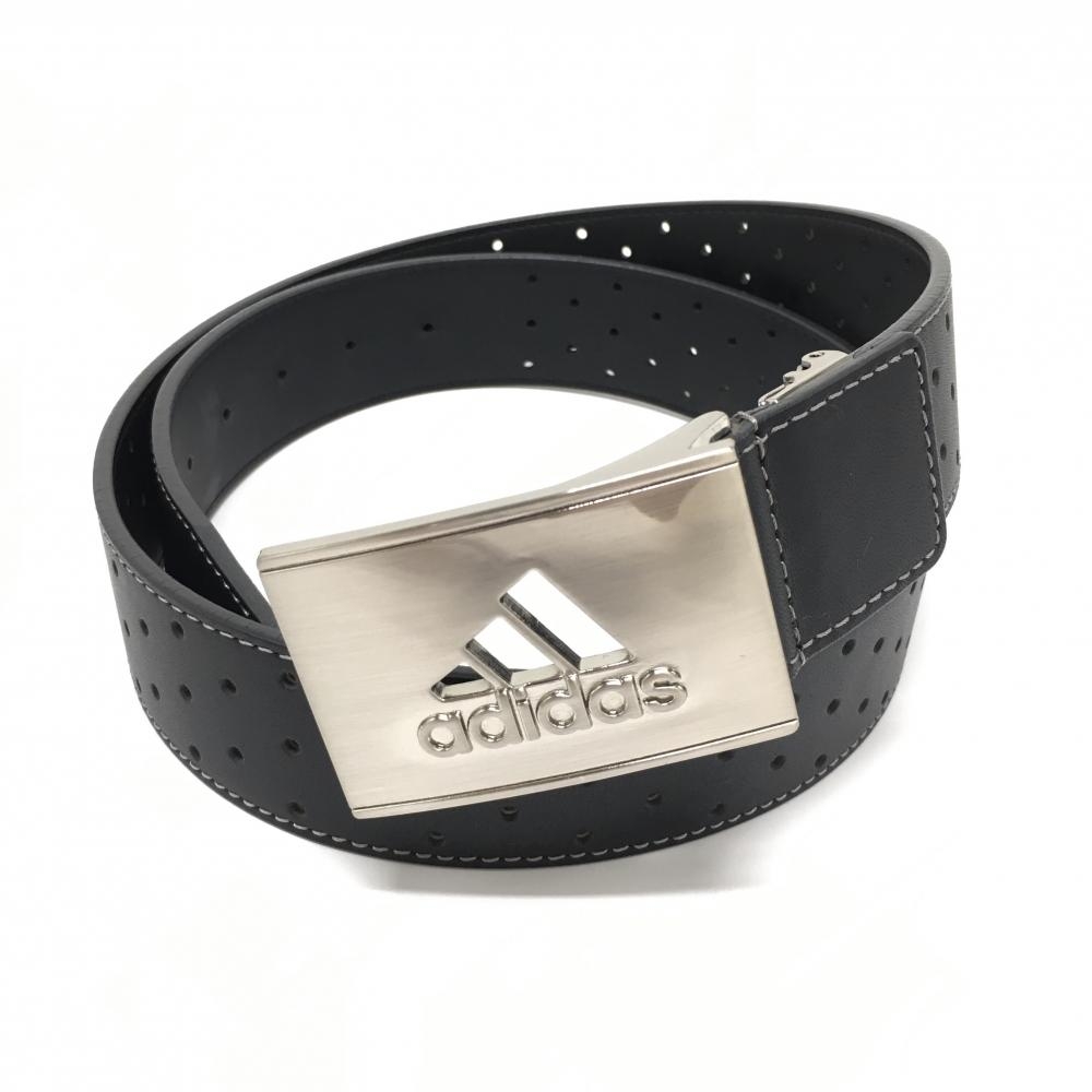 【超美品】アディダス トップ式ベルト 黒 パンチング シルバーバックル メンズ  ゴルフウェア adidas
