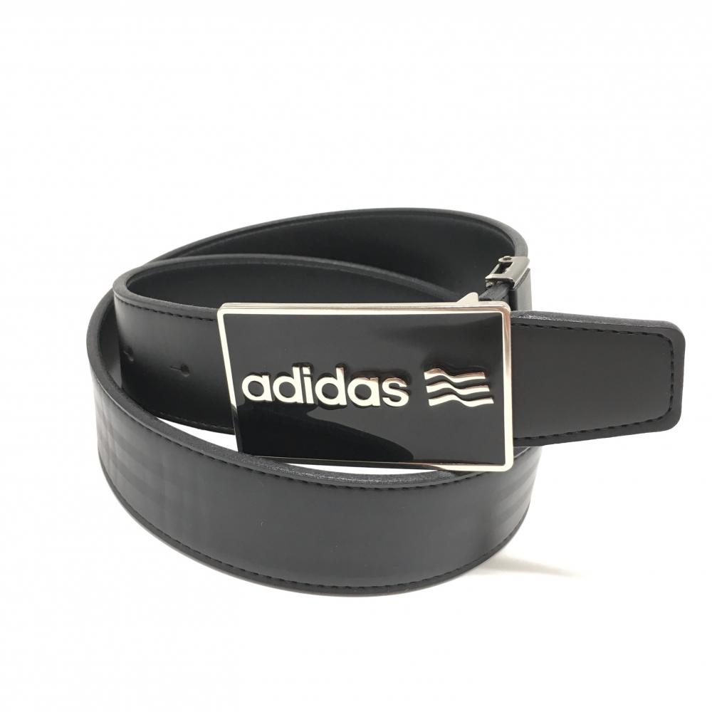 【美品】アディダス トップ式ベルト 黒 ロゴバックル 3ライン メンズ  ゴルフウェア adidas