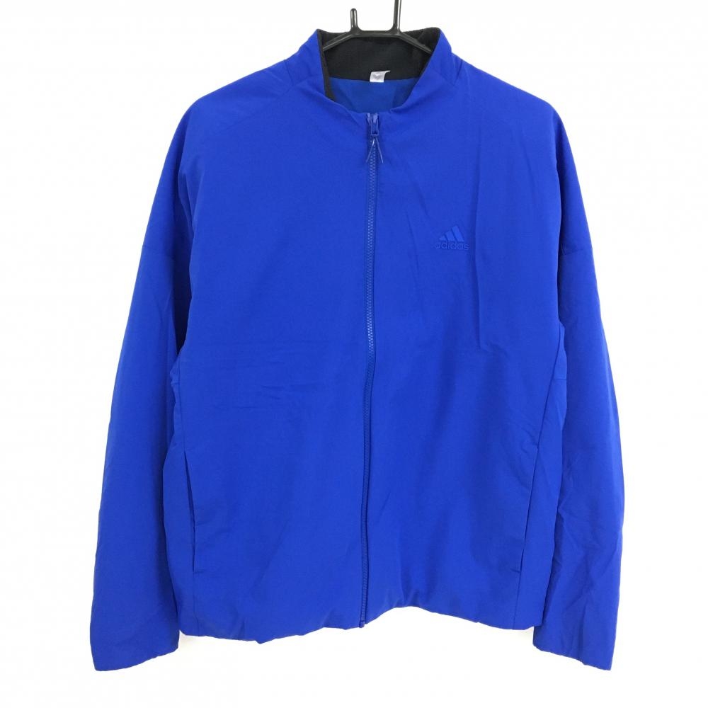 【美品】アディダス 中綿ジャケット ブルー 襟裏フリース 背面センターストレッチ メンズ O ゴルフウェア adidas