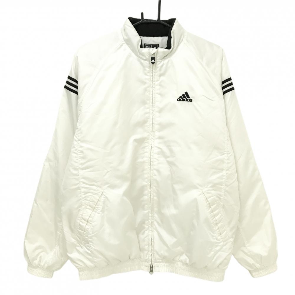 アディダス 中綿ジャケット 白×黒 袖3ライン ロゴ刺しゅう  メンズ L/G ゴルフウェア adidas