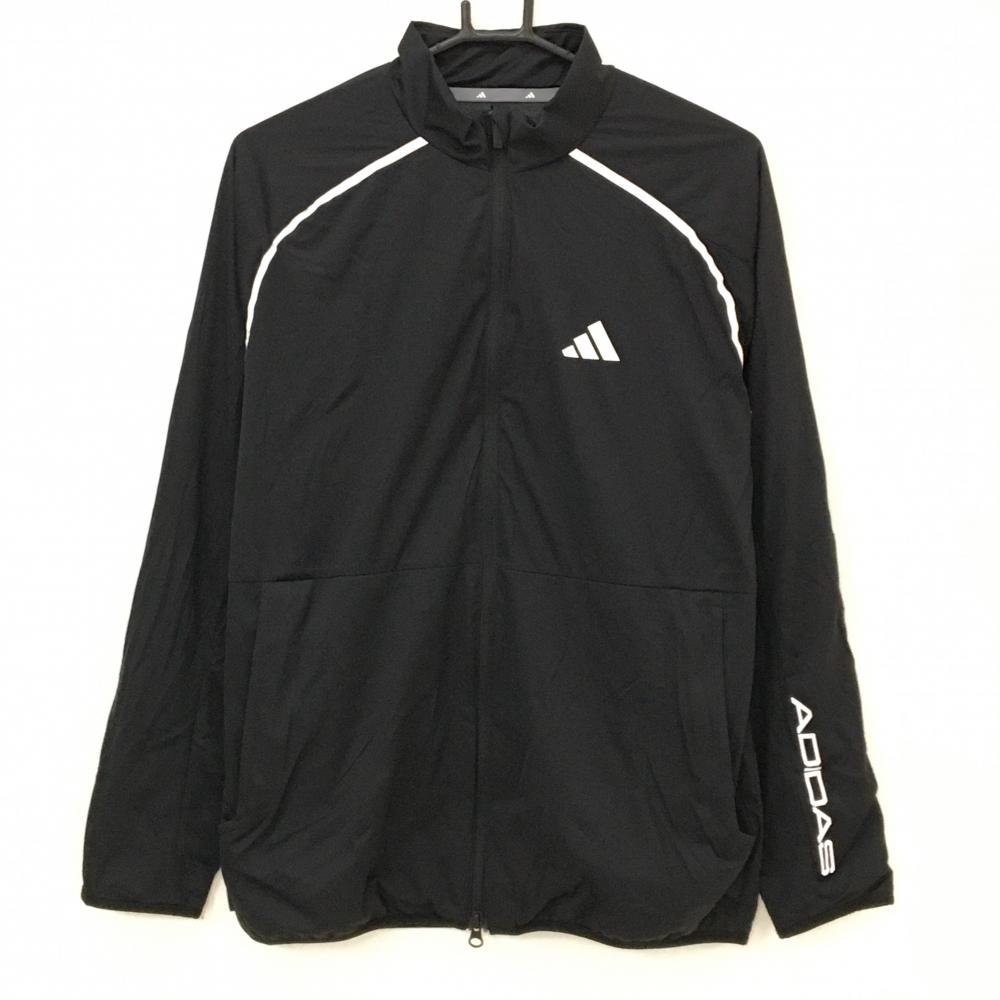 【超美品】アディダス ナイロンジャケット 黒×白 裏地付 ロゴ白 メンズ M ゴルフウェア 2023年モデル adidas
