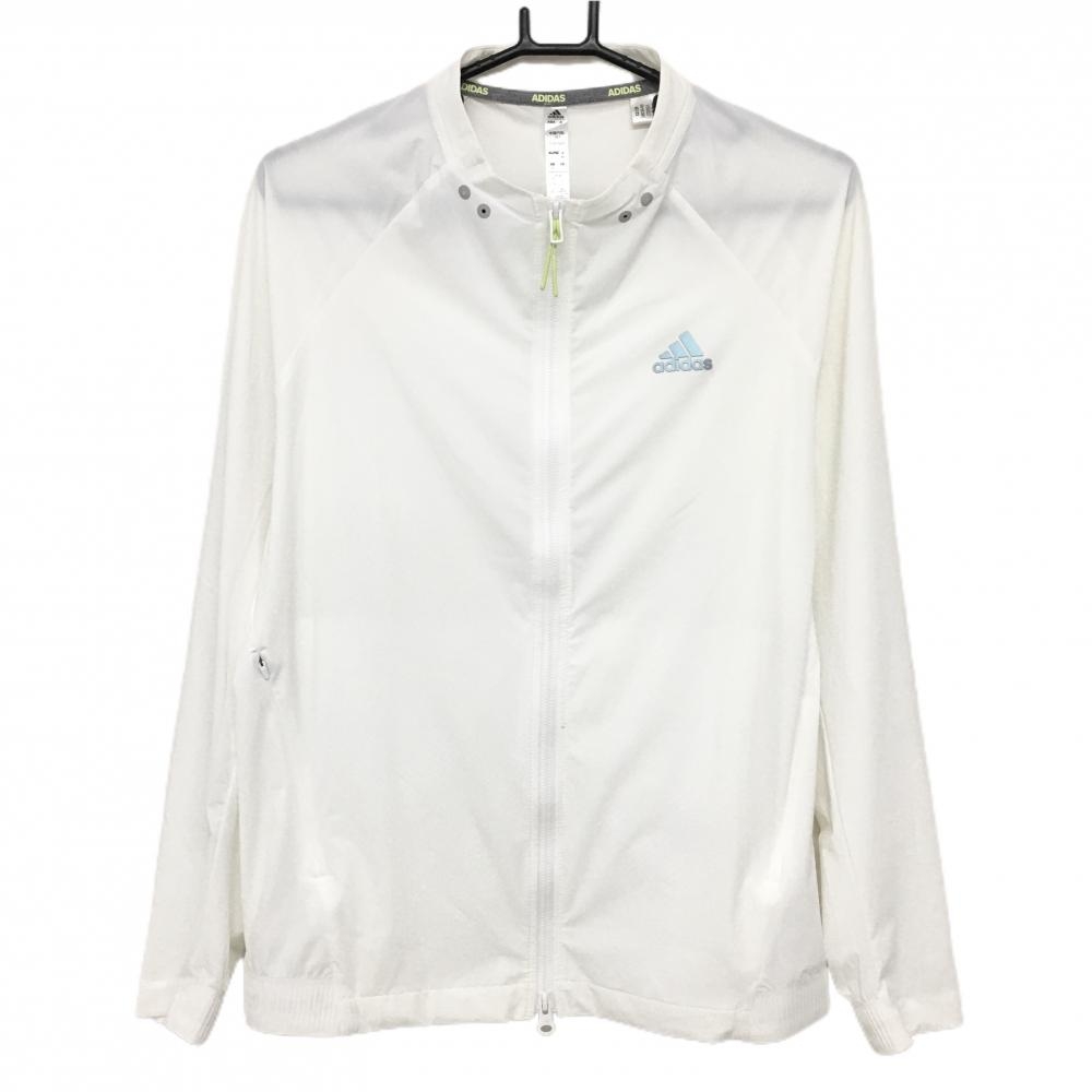 【美品】アディダス ジャケット 白 ロゴシルバー メンズ M ゴルフウェア adidas
