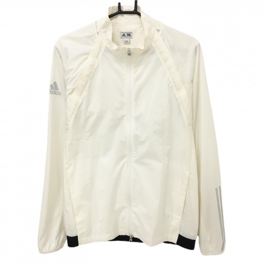 アディダス 2WAYジャケット アイボリー×グレー 身頃地模様 袖3ライン 袖着脱可  メンズ O/XG ゴルフウェア adidas