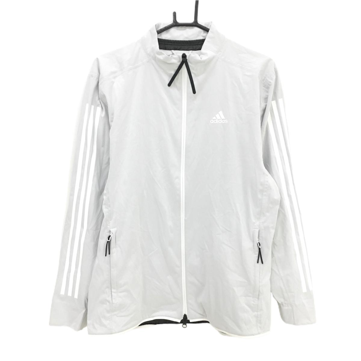 アディダス ジャケット ライトグレー×白 ダブルジップ 3ライン メンズ L ゴルフウェア adidas
