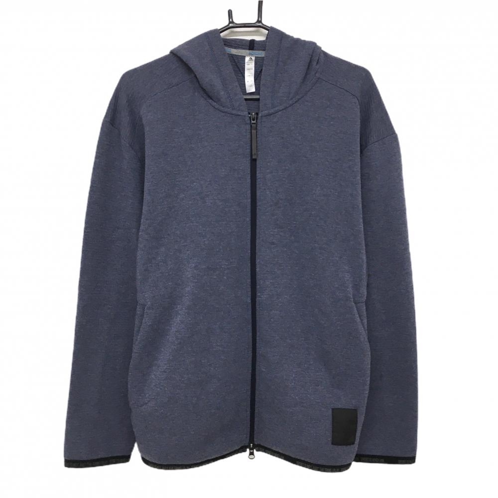 【美品】アディダス ジップパーカー 杢ネイビー×黒 ダブルジップ メンズ L ゴルフウェア adidas