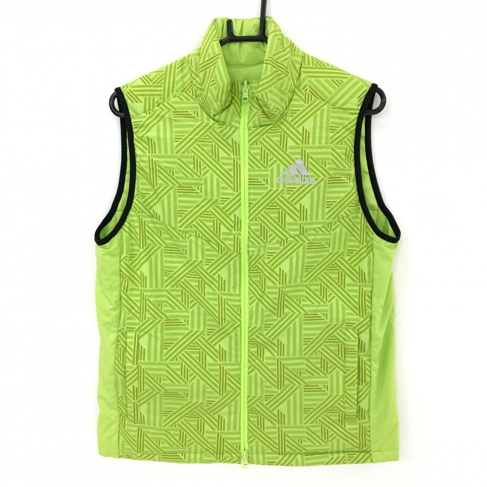 【美品】アディダス 中綿リバーシブルベスト ライトグリーン 総柄  メンズ M/M ゴルフウェア adidas