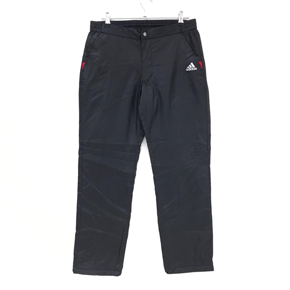 【新品】アディダス 中綿パンツ 黒×レッド ロゴシルバー  メンズ L ゴルフウェア adidas