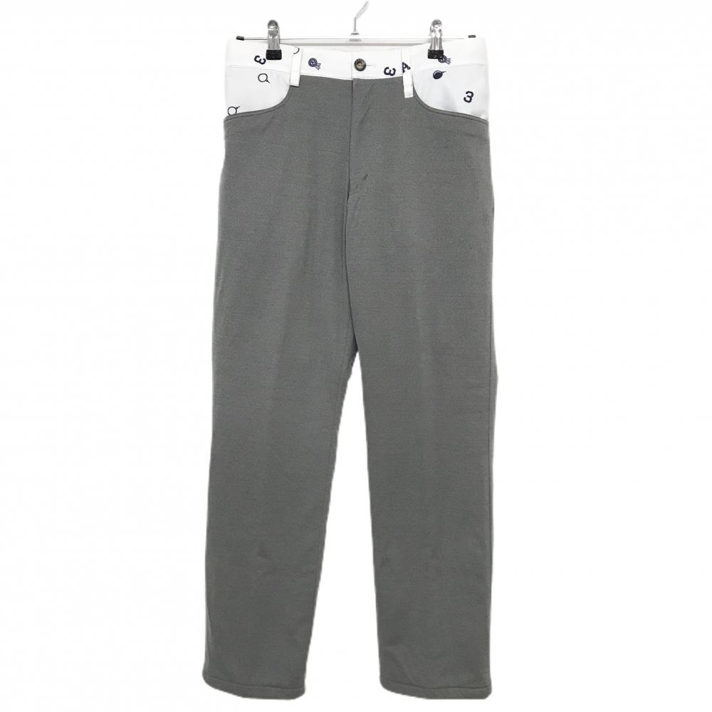 【美品】アディダス 中綿パンツ グレー×白 ベルト部総柄 ドローコード  メンズ M/M ゴルフウェア adidas