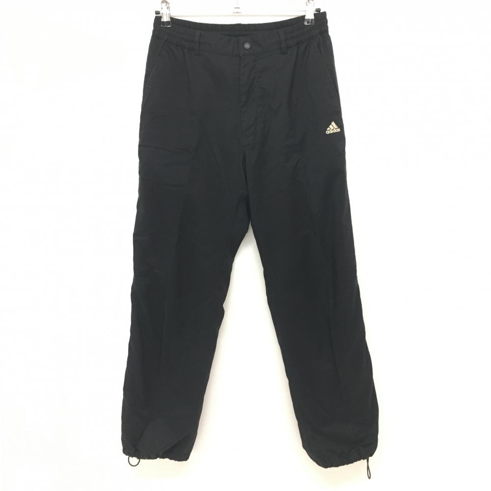 アディダス パンツ 黒 ロゴ刺しゅう 裾3ライン 裏起毛 裾ドローコード  メンズ M ゴルフウェア adidas