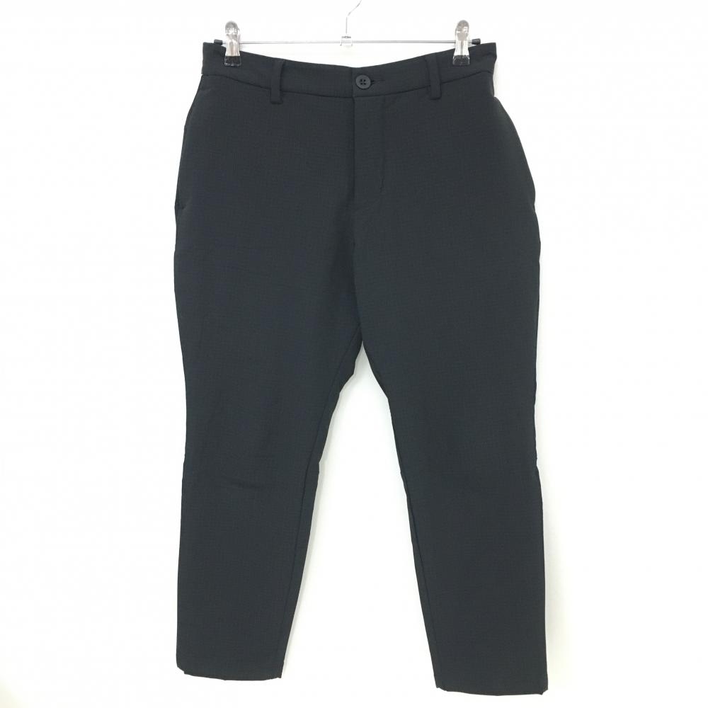 【超美品】アディダス パンツ 黒 グレー 地模様 総柄 後ろ3ライン ウエスト一部ゴム メンズ 79 ゴルフウェア adidas