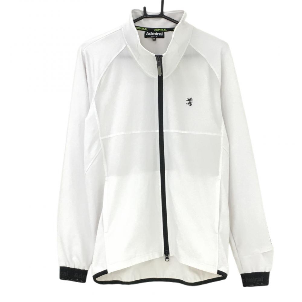 【美品】アドミラル ジャケット 白×黒 前身頃格子織生地 ストレッチ  メンズ M ゴルフウェア 2022年モデル Admiral