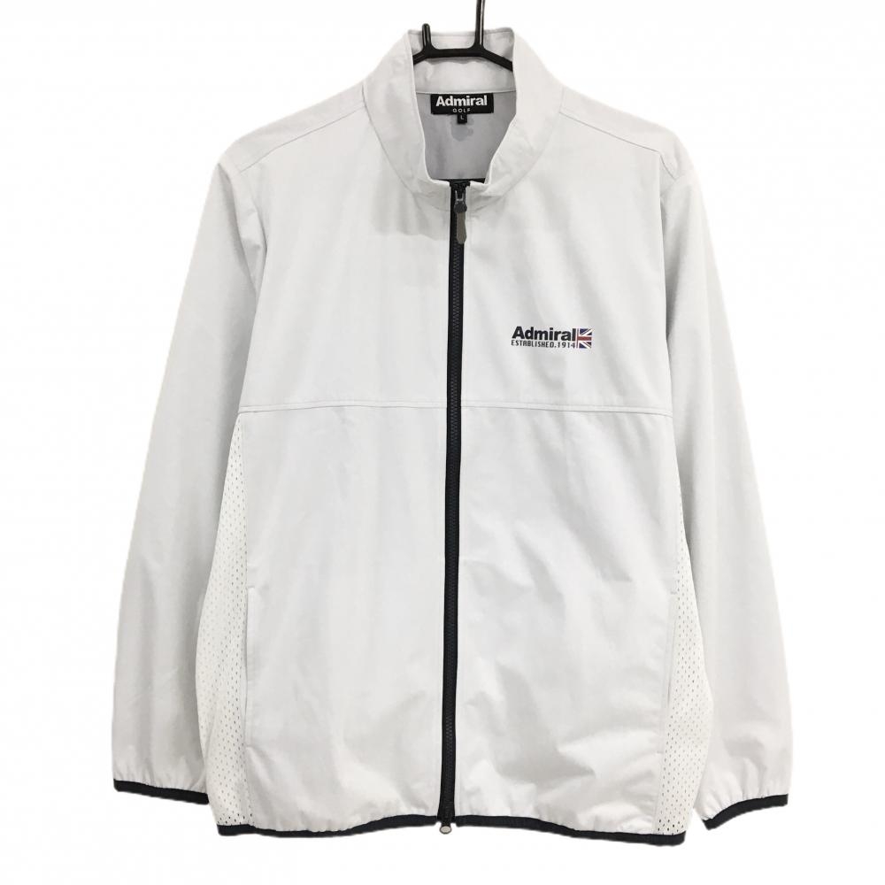 【美品】アドミラル ジャケット ライトグレー×ネイビー サイドメッシュ ダブルジップ メンズ L ゴルフウェア Admiral