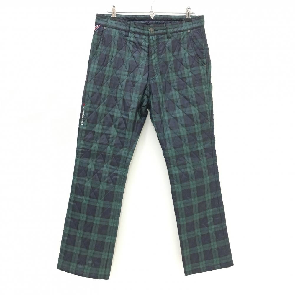 アドミラル 中綿パンツ グリーン×ネイビー チェック ロゴ刺しゅう メンズ LL ゴルフウェア Admiral