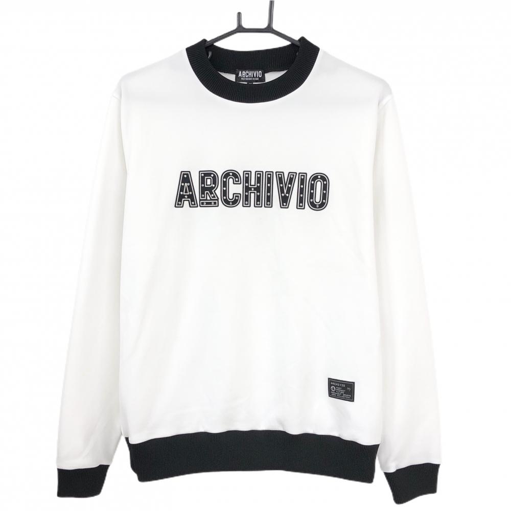 【美品】アルチビオ トレーナー 白×黒 フロントロゴ  メンズ 46(M) ゴルフウェア archivio