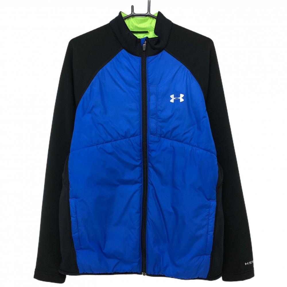 【美品】アンダーアーマー 中綿ジャケット ブルー×黒 身頃中綿 メンズ XL/TG/EG ゴルフウェア UNDER ARMOUR