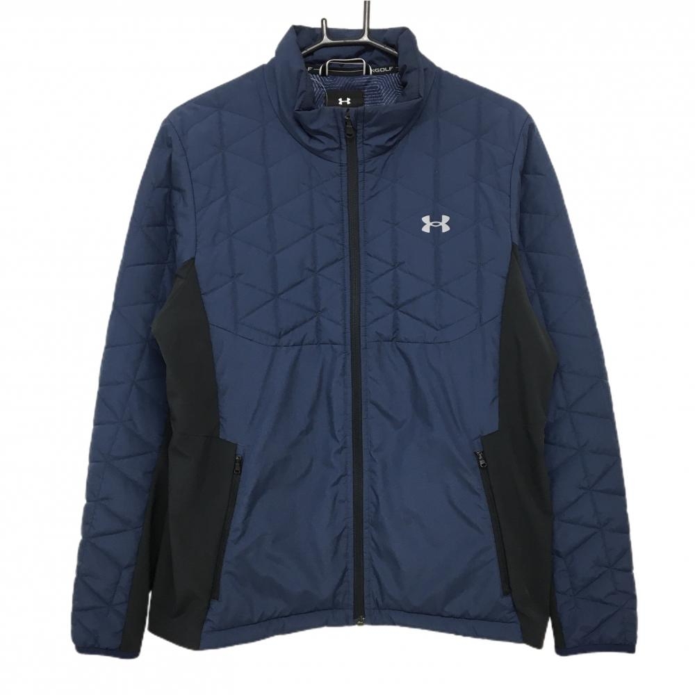 アンダーアーマー 中綿ジャケット ネイビー×黒 キルティング風  メンズ M ゴルフウェア UNDER ARMOUR